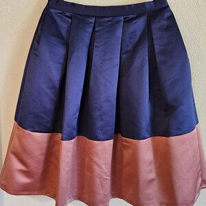 Closet London Blue/Pink Pleated Skirt w/pockets
